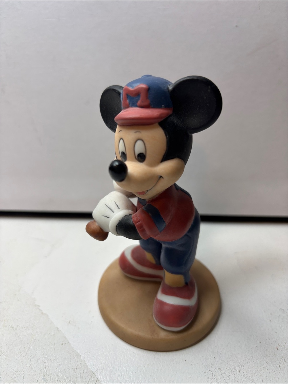 Disney Mickey Mouse Baseball Figurine 4” Resin Collectible Vintage